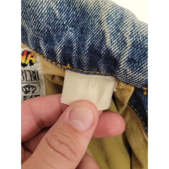 Vtg Indiana Jones Men's Size M Denim Nylon Sleeve Bebo Beverly Hills Jean Jacket - Picture 6 of 9